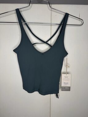 Vuori women Rib Crop Strappy Tank Top in stone gray xs NWT style vw189